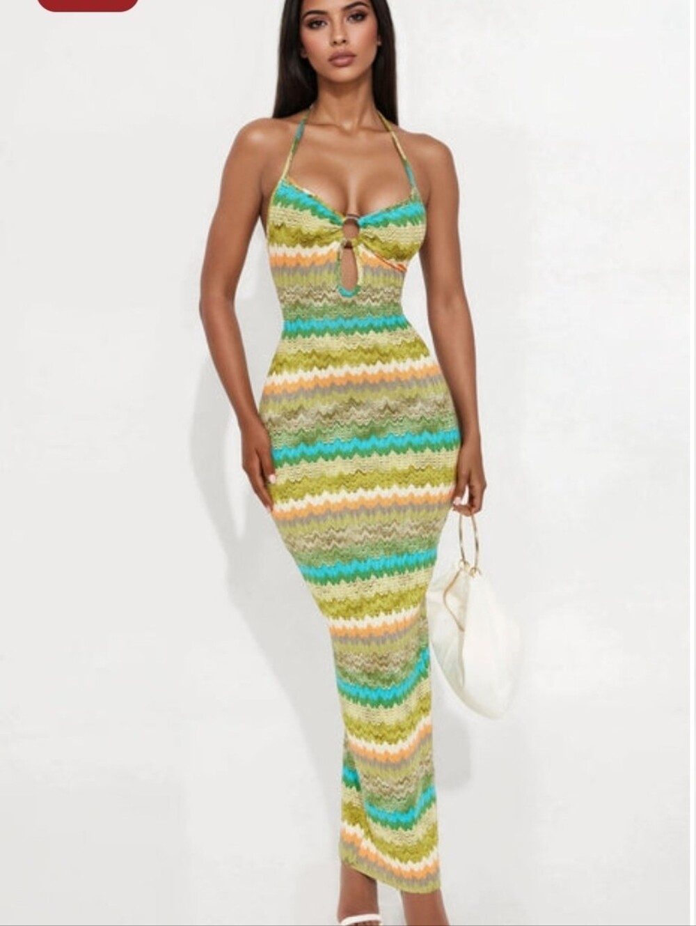 Fashion Nova Beach Bum Crochet Maxi Dress Sz L
